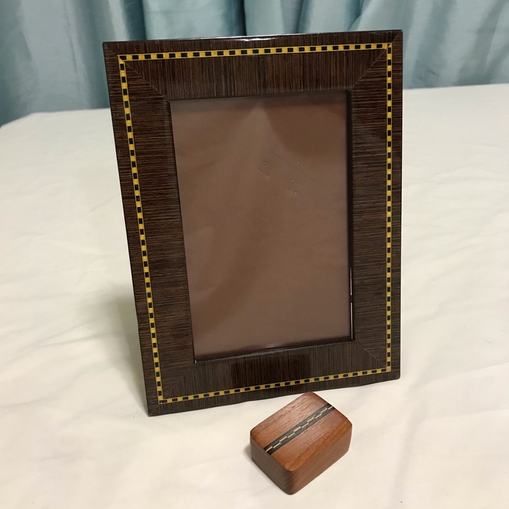 Wood Inlay Marquetry Frame and Mini Secret Box